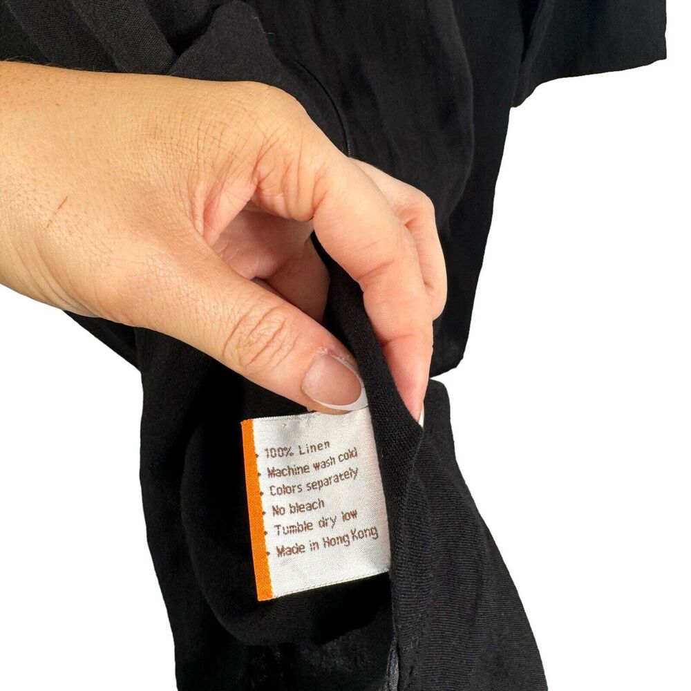 Fridaze Black 100% Linen Full Zip Top Lagenlook Coastal Lightweight Women Lrg - Picture 5 of 6